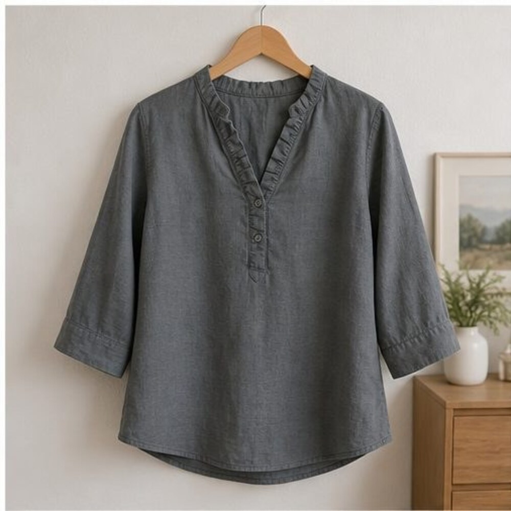 Gray Smocked Top